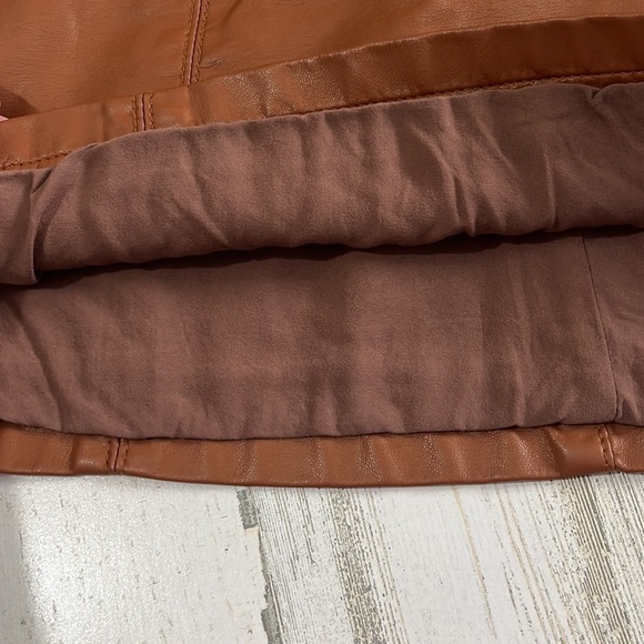 Free People Charli Brown Leather Mini Skirt Size 6 - Picture 11 of 12